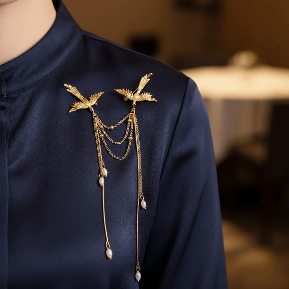 Delicate Design Phoenix Brooch Long Fringe Bird Lapel Pins Fringe Brooches  Women Fashion