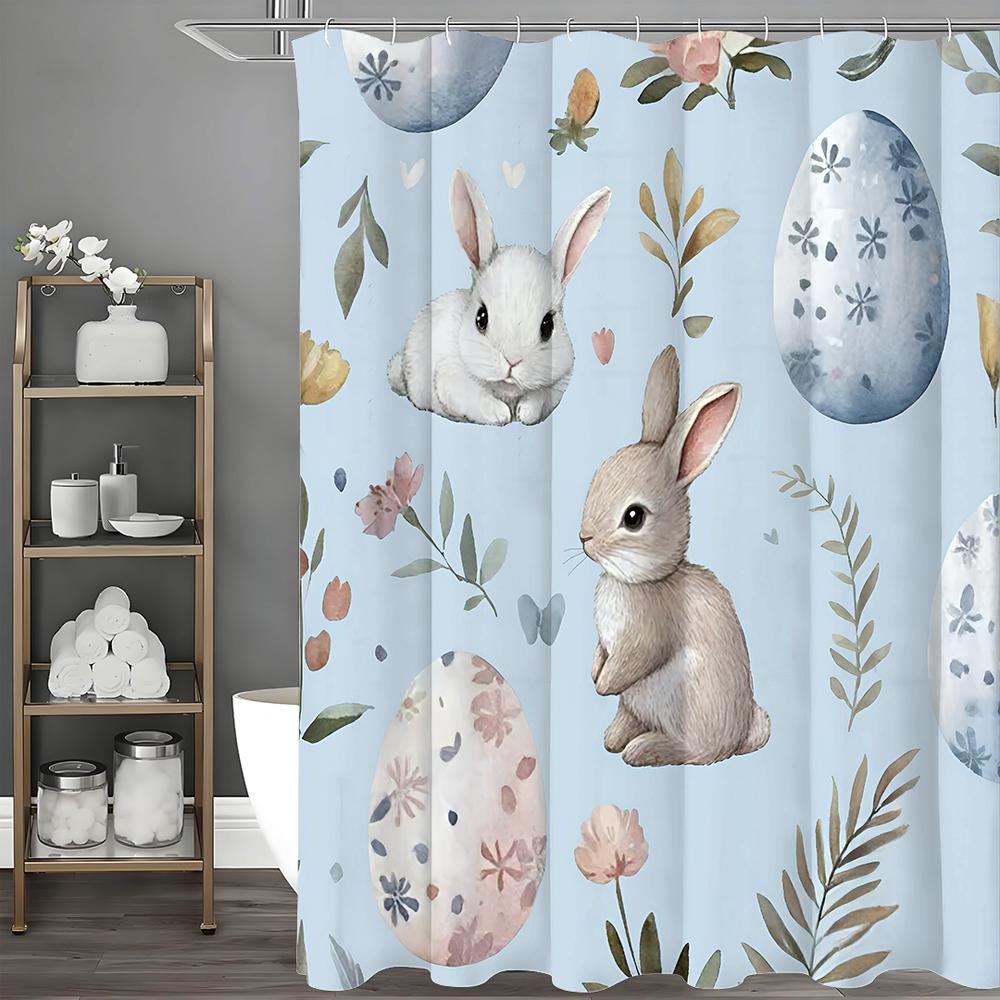 

Счастливой Пасхи Милый Кролик Цветочный Яйцо Шторка для душа, Декоративная шторка для душа для ванной, Водонепроницаемая шторка для душа с крючками 90*180cm