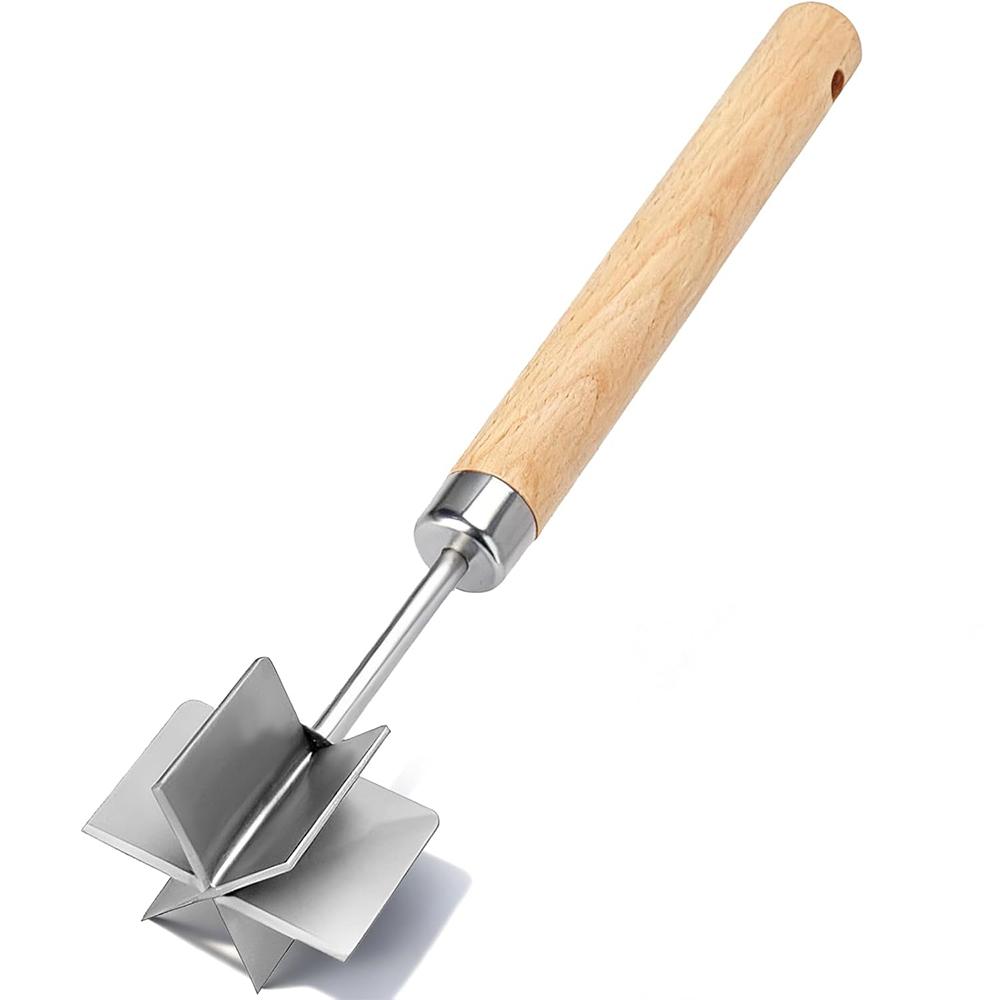 

LMETJMA Meat Chopper 304 Stainless Steel Meat Chopper 6 Curve Blades Meat Masher Beef Chopper Potato Masher Hamburger Smasher білий