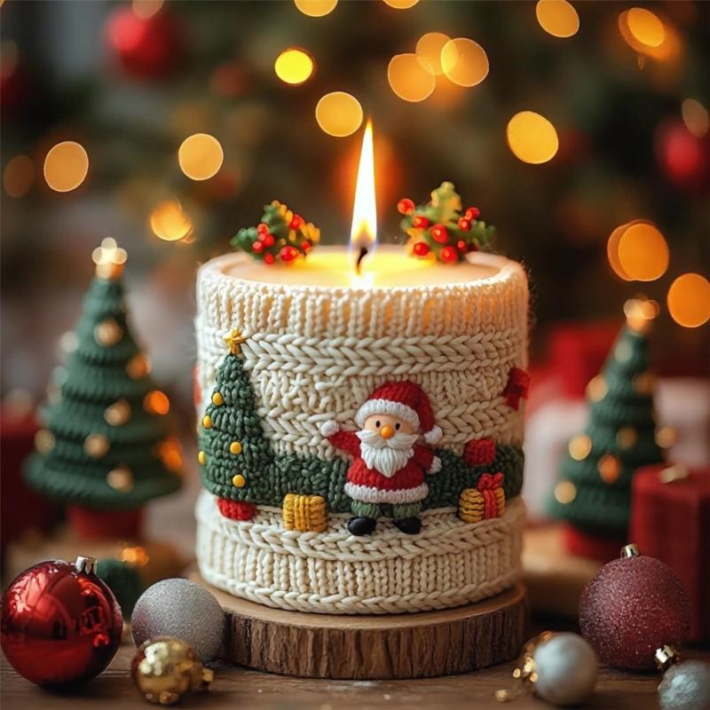 Candle Mold,Christmas Silicone Mold for Candle Making Santa Candle Mold for DIY Handmade Soap,Aromatherapys Candle
