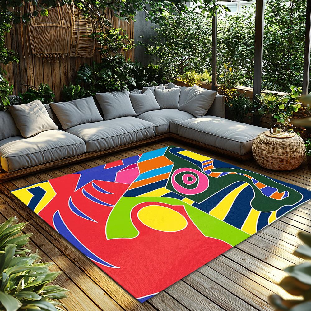 Unique Abstract Area Rug Modern Geometric Floor Mat Living Room Decor Home Accent Carpet Stylish Non-Slip Doormat