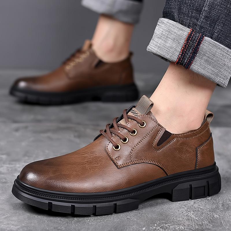 2025 Four-season Tooling Shoes Men's Business Leather Shoes Men's Casual Driving Shoes Soft-soled Shoes