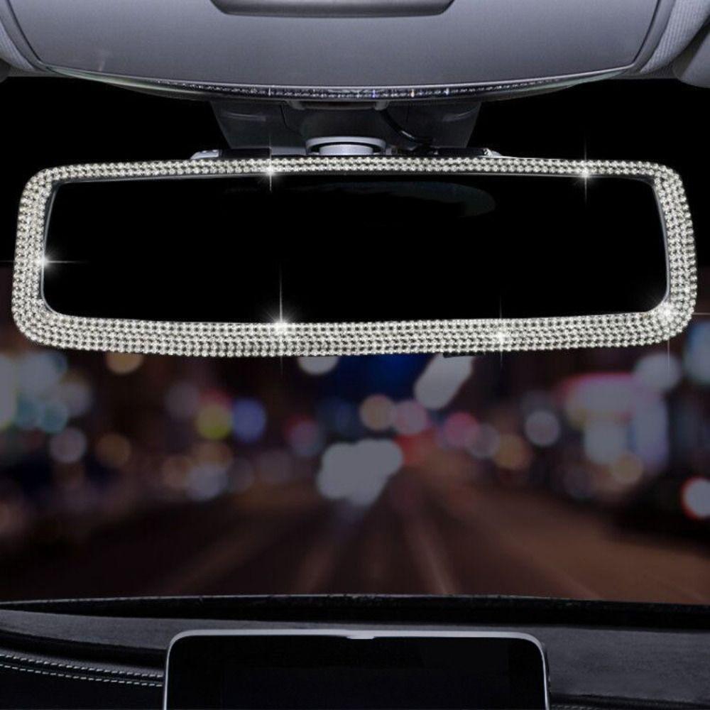 Bling Bling Design Car Rearview Mirror Decor Shiny Crystal Full Rhinestone Car Styling Accessories Durable Material Easy Install