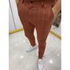 European And American Autumn And Winter Men's Printed Casual Fashion Striped Mid-waist Pencil Pants Slim Pants