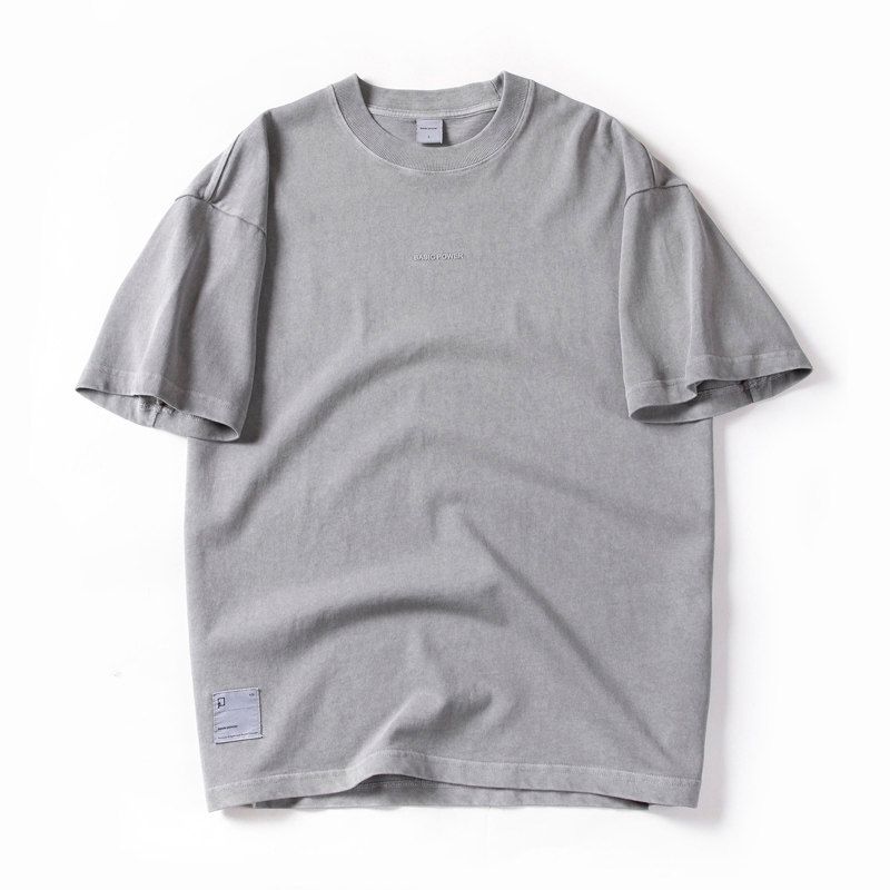 Cotton Men Short Sleeve T-Shirt Men's Summer 300G Heavy Weight Drop Shoulder Pure Cotton American Export Export Menswear T-shirt