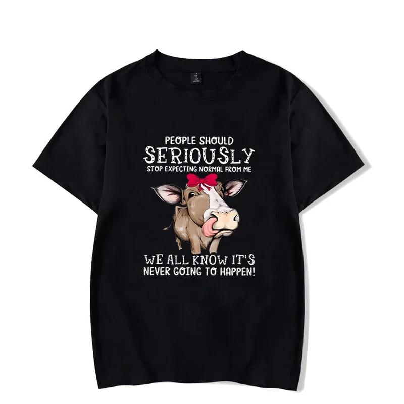 Men's T-shirt Cow People Should Seriously Stop Expecting Normal From Me Funny T Shirt Graphic Shirts Oversized Men Women Tshirt