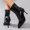 Fashion Patent Leather Women Ankle Boots Zipper Shoes Sexy Thin Heels Pointed Toe Modern Short Botas Mujer