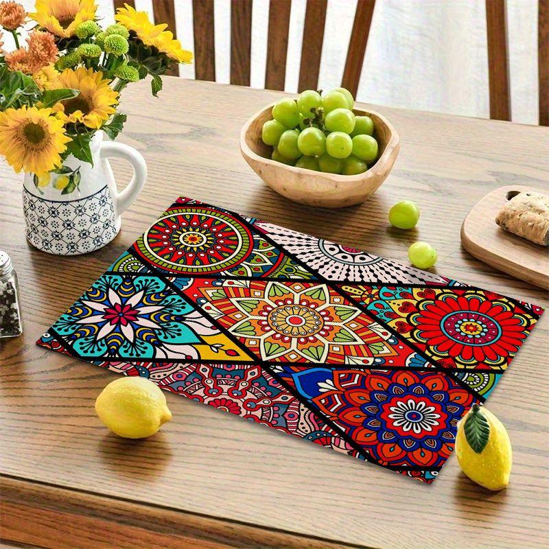 4Pcs, Bohemian Placemats, the Best Placemats, Washable, Suitable for Holiday Parties, Home Decor, Kitchen Tables