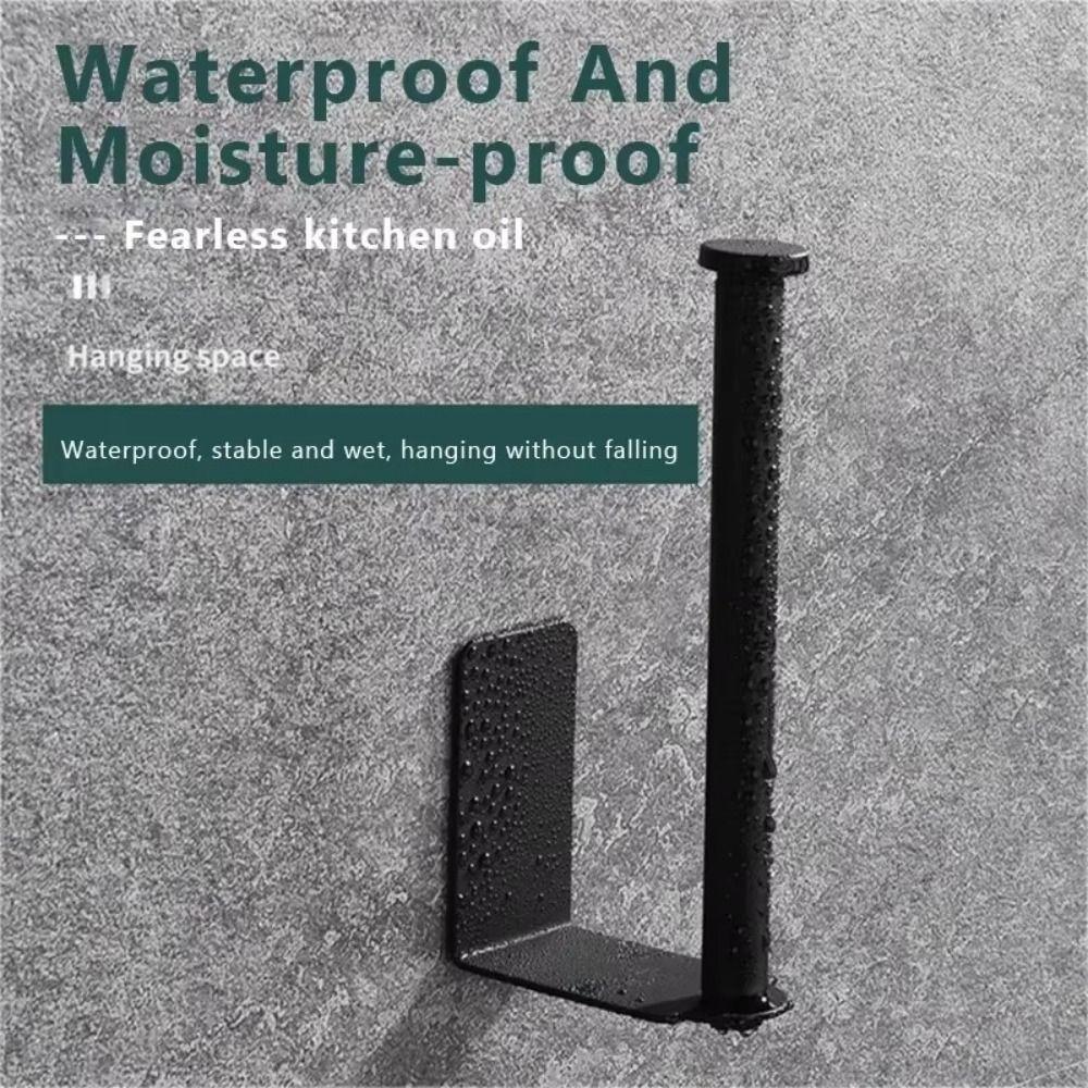 New Self Adhesive Paper Towel Holder Punch-free Stainless Steel Paper Roll Holder Silver Black Wall Mount Hook