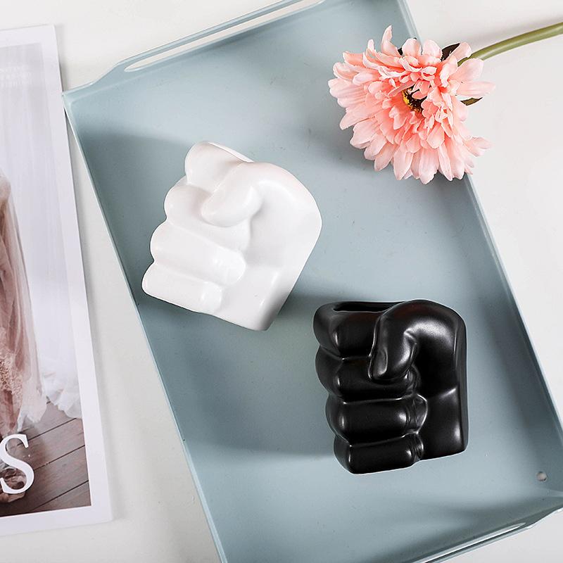 Kreative Faustvase, Keramik, Hydrokulturvase, Blumenarrangement, Heimdekoration, Desktop-Ornamente, Gartendekoration