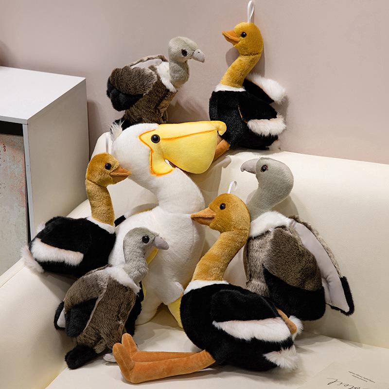 Zoo Souvenir Gift Plush Bird Toys - Swan Ostrich Pelican Stuffed Animals, Realistic Cute Animal Dolls for Kids