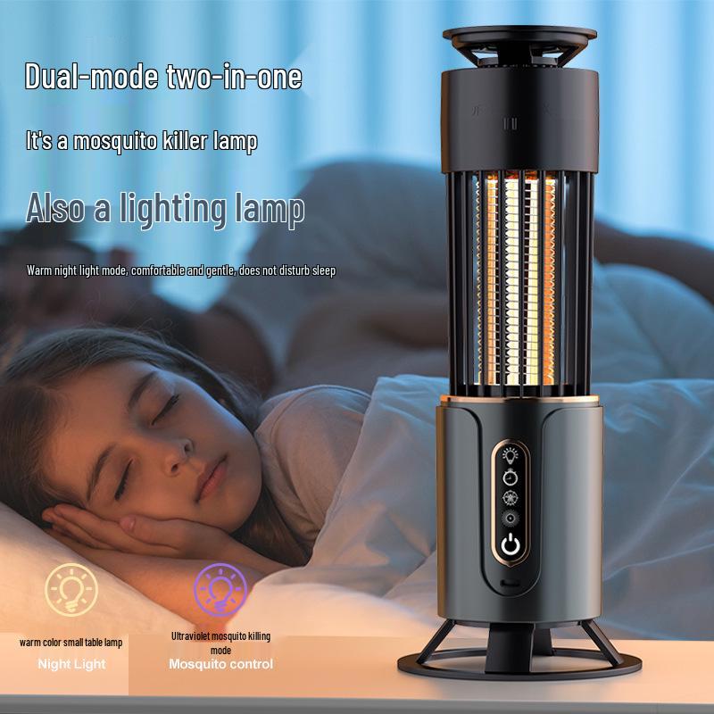 Rechargeable LED Mosquito Killer Lamp - USB Powered Insect Repeller with Electric Shock Technology