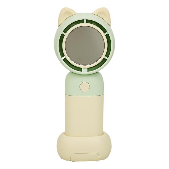 Cartoon Animal Ears Handheld Fan with Mirror Phone Holder Speed Adjustable USB Rechargeable Summer Cooling Fan Portable Mini Personal Fan жёлтый