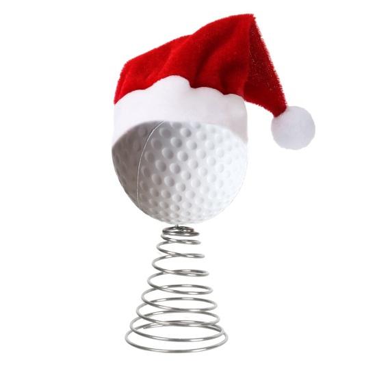 Rugby Christmas Tree Topper with Santa Hat Spring Base Bouncing Sports Ornament