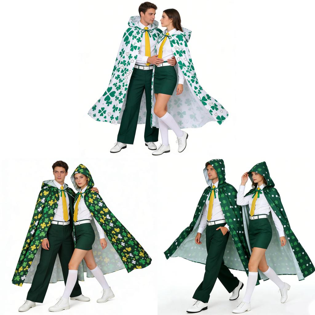 Irish Saint Patrick Festival Costume Cloak With Polyester Material For Adult Party Celebrations