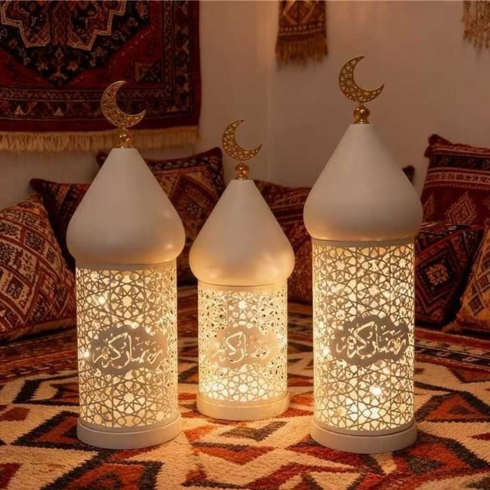 Hollow Pattern Moroccan Night Light Soft LED Light Masjid Lantern Moon LED Lamp  Eid Mubarak