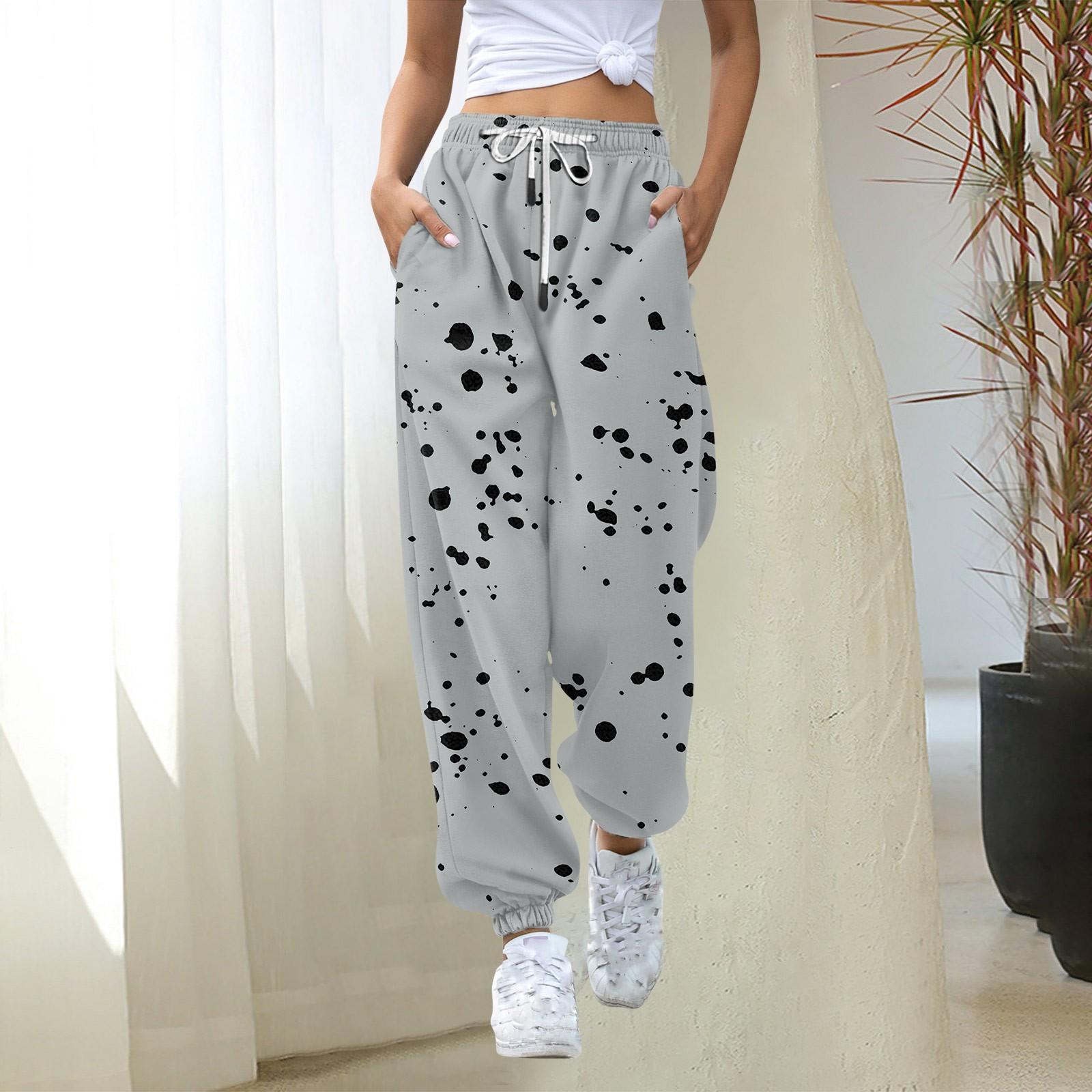 

Женские брюки с высокой талией в ретро-стиле с принтом в горошек и карманами для весенне-осеннего ношения XXXL