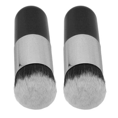 2 Stück Gesichts-Make-up-Pinsel Weiche Borsten Runder Griff Pausbackiger Make-up-Pinsel zum Verblenden von flüssiger Creme