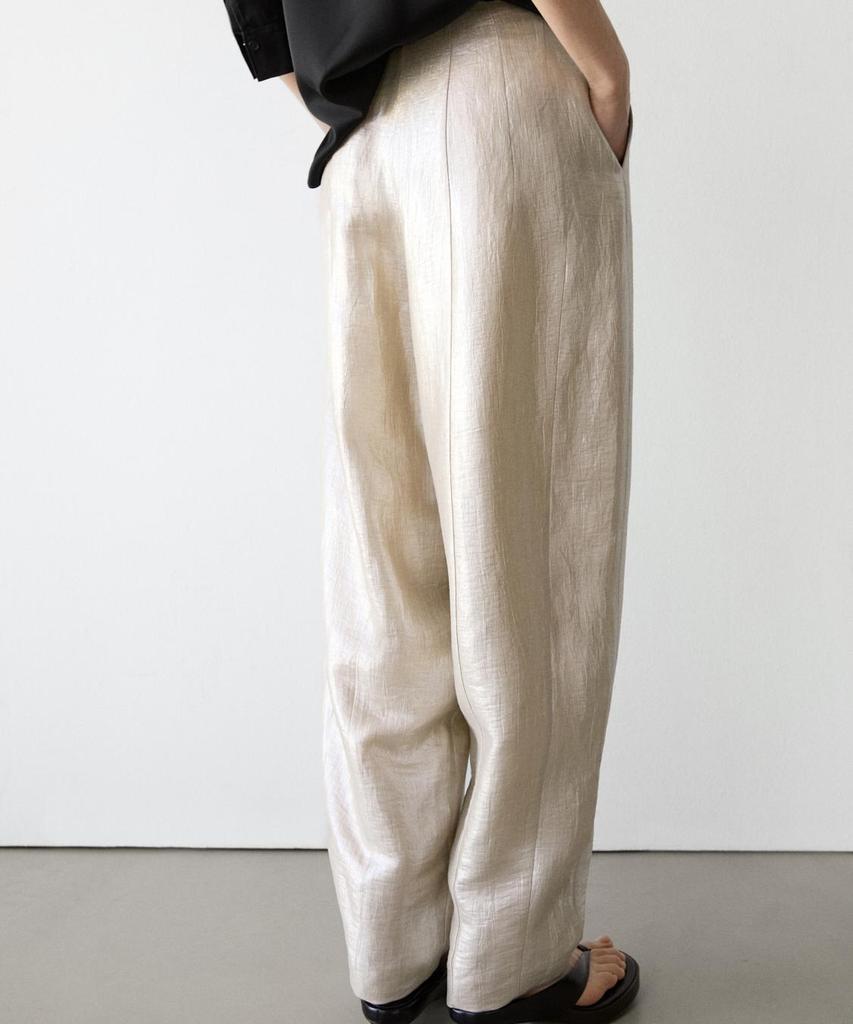 Masimodutti Linen Metallic Fluid Pants
