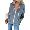 New Long Sleeve Hooded Sweater Women's Drawstring Pocket Zipper Cardigan Jacket