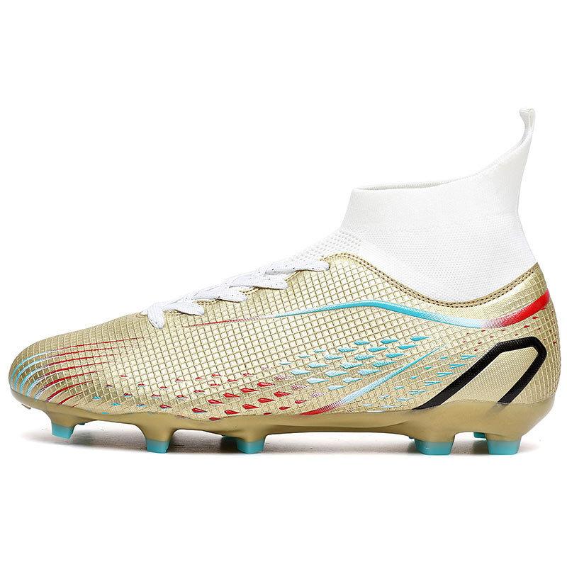 Overseas children's football shoes men's high-top adult student long nails artificial grass women's broken nails football shoes