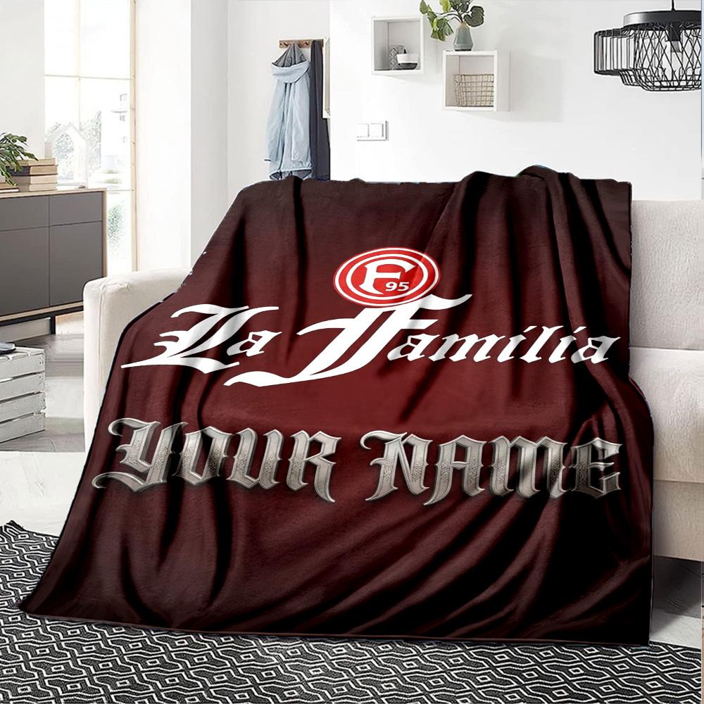 Name Custom Fortuna Düsseldorf Print Flannel Blanket High Quality Warm Comfortable Cover for All Seasons Perfect for Gifts Home Decor
