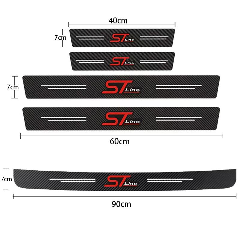 Carbon Fiber Car Sticker Protector Strip Auto Door Sill Waterproof Protect Film For Ford ST Fiesta Focus Edition Car KUGA Mondeo