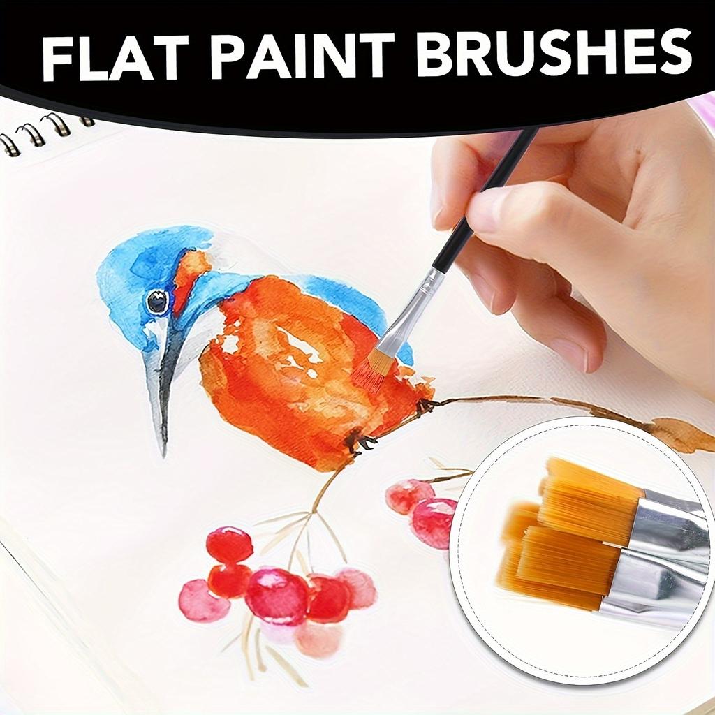 30pcs of Nylon Hair Paintbrushes, Featuring Flat And Round Tips, Suitable for Professional Oil Painting, And Craft Painting