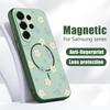 Magnetic For Magsafe Case For Samsung Galaxy S26 Ultra S25 Edge S24 Plus S23 FE S22 A54 A55 A56 5G Blue Flowers Pattern Matte Cover