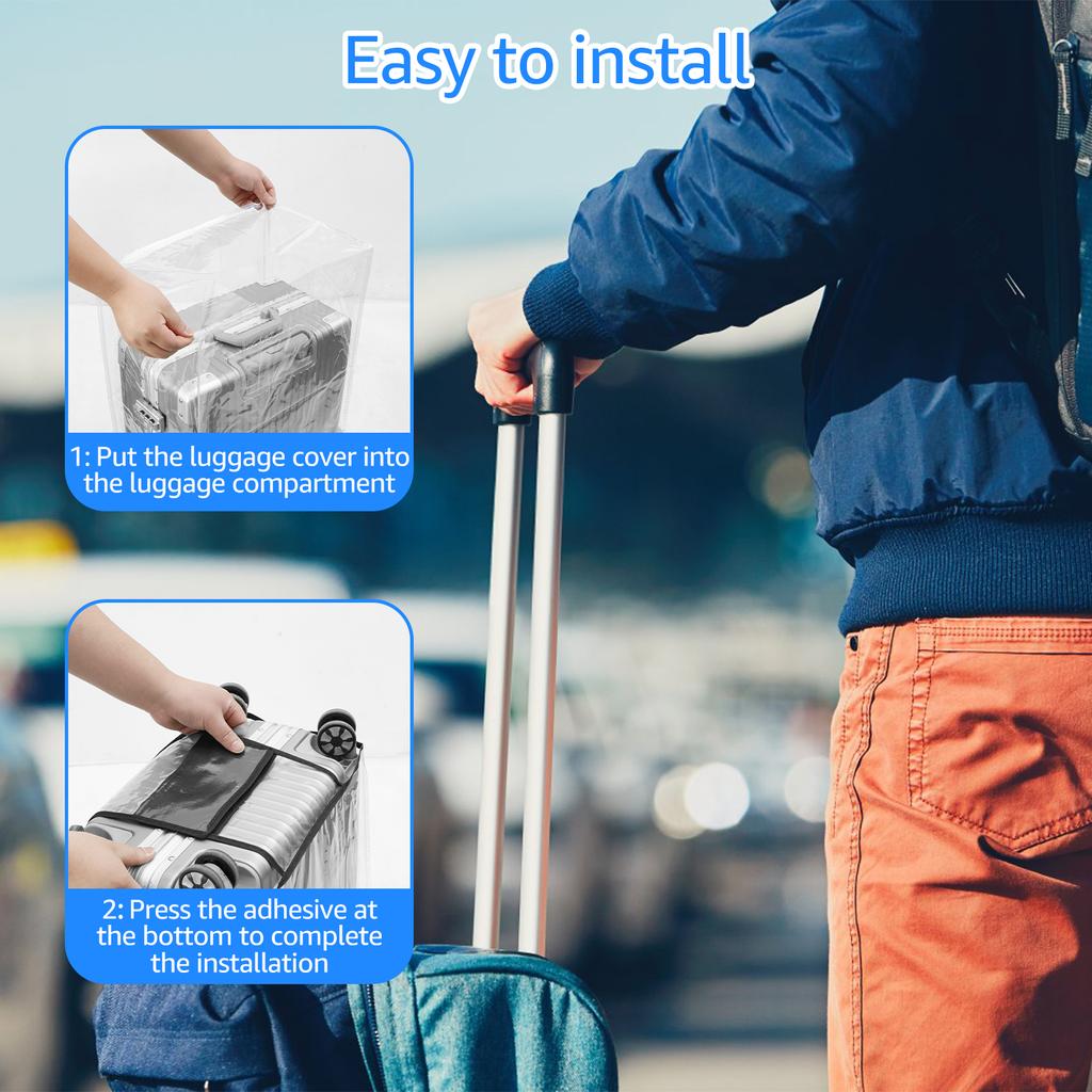 3Pcs Transparent Luggage Protector Covers PVC Dustproof Suitcase Covers 3 Size Anti Scratch Waterproof Luggage Cover for Travel