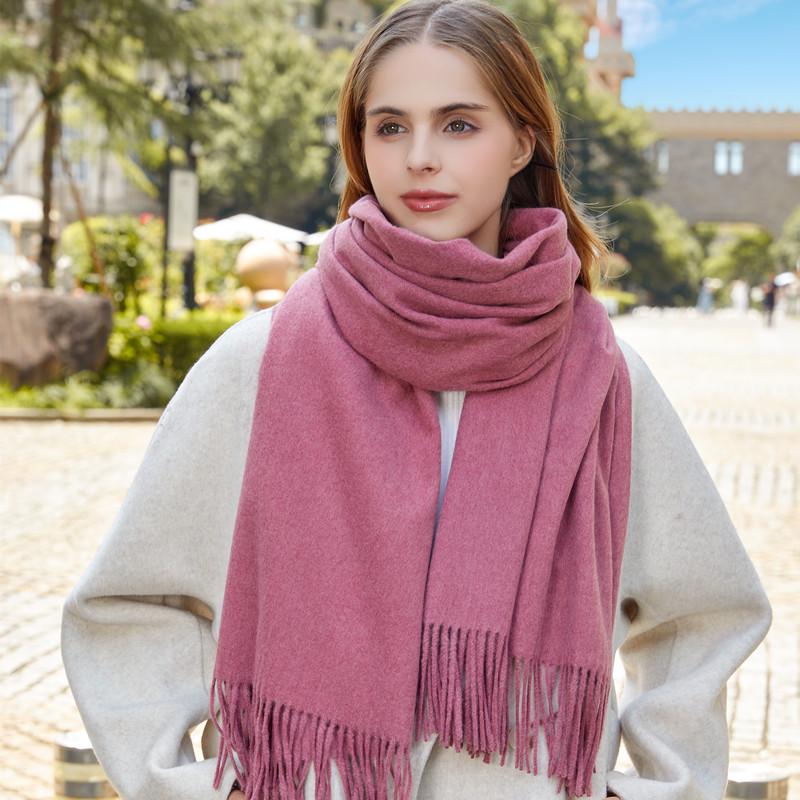 Black Cashmere Wool Scarf - Versatile Winter Shawl for Women and Men, Korean Style, Solid Color