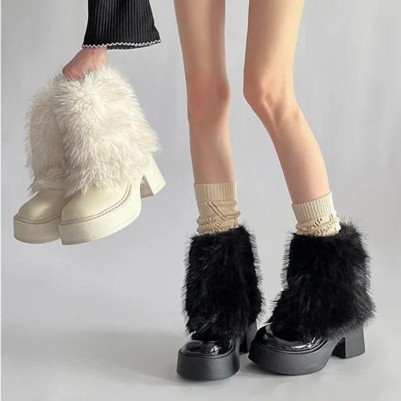 Fashion Thick Bottom Fur Pants Boots Women 2025 Autumn and Winter New Fashion Plus Fleece Warm Fashion Ankle Boots
