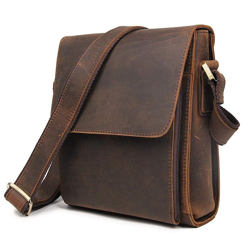 Ariga Men's Genuine Leather Shoulder Bag, Crossbody Messenger Bag, for Commuting and School