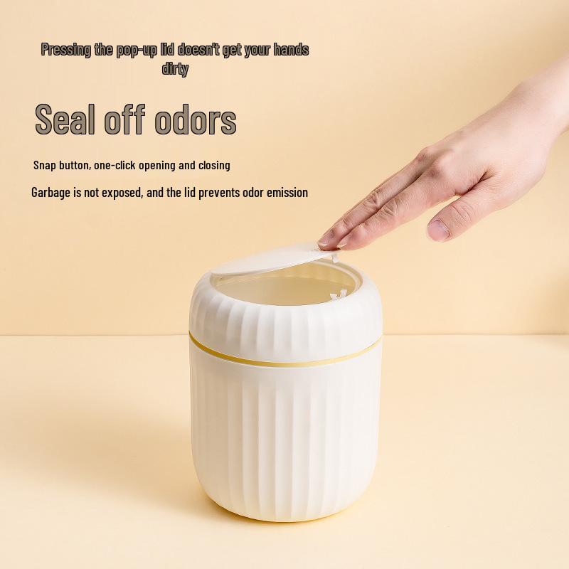 Compact Elegant Desktop Trash Can with Lid for Home and Office