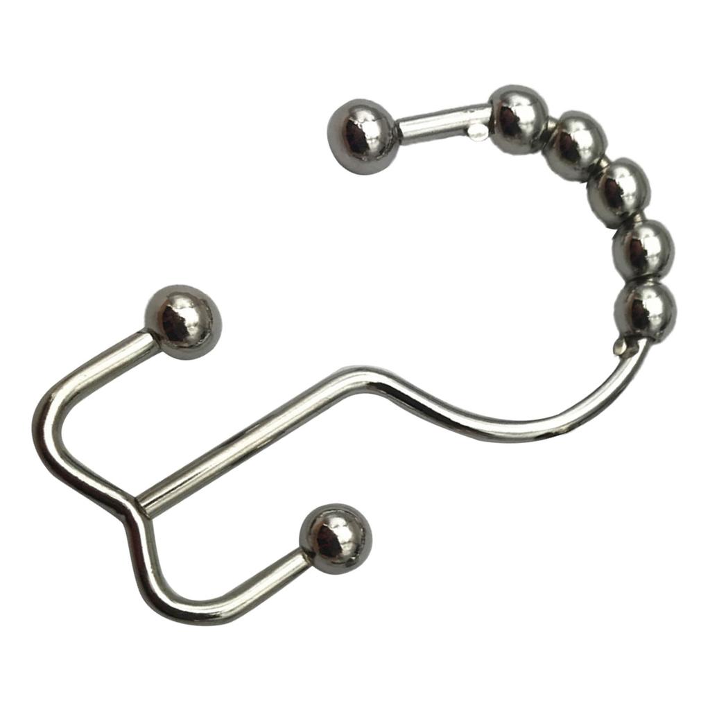 12PCS Shower Curtain Hooks Rustproof Metal Iron Double Sided Bath Curtain Hook Rings for Bathroom Bl