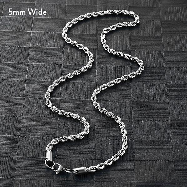 5 Colors Stainless Steel Twist Rope Chain Necklace for Women Men Black/Silver/Gold Color Plated Choker Metal Fashion Jewelry