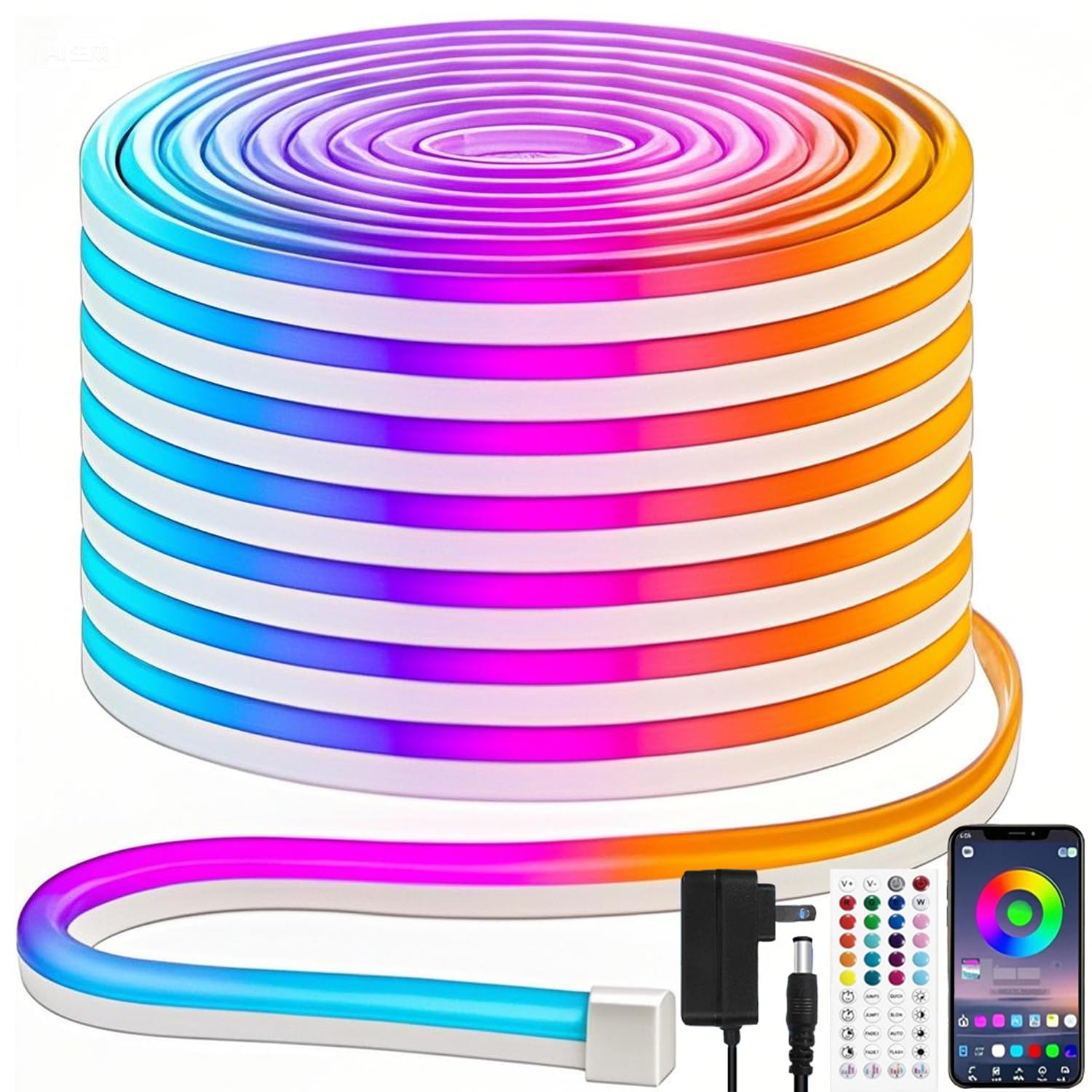 

iNextStation 5m Waterproof 12V RGB LED Strip Light with Music Sync, High Brightness, Dimmable, Color Adjustable, Cuttable, Timer Function, Flexible