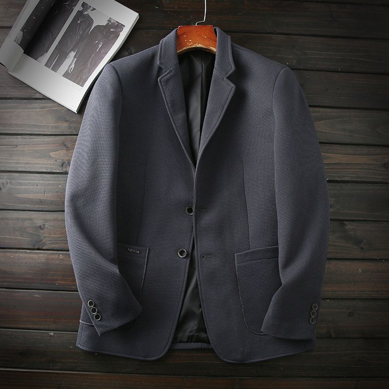 Heavyweight Waffle Fabric! Italian-Style Simple Luxury High-End Men's Spring and Autumn Textured Stretch Wrinkle-Free Casual Suit Jacket