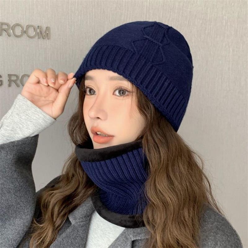 Wool Hat Women's Autumn and Winter Tide Warm Fleece Knitted Hat Cycling Cover Confinement Hat Cold Protection Ear Hat