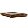 Smoked Oak Bed Frame 140 X 190 Cm Wood Based Material