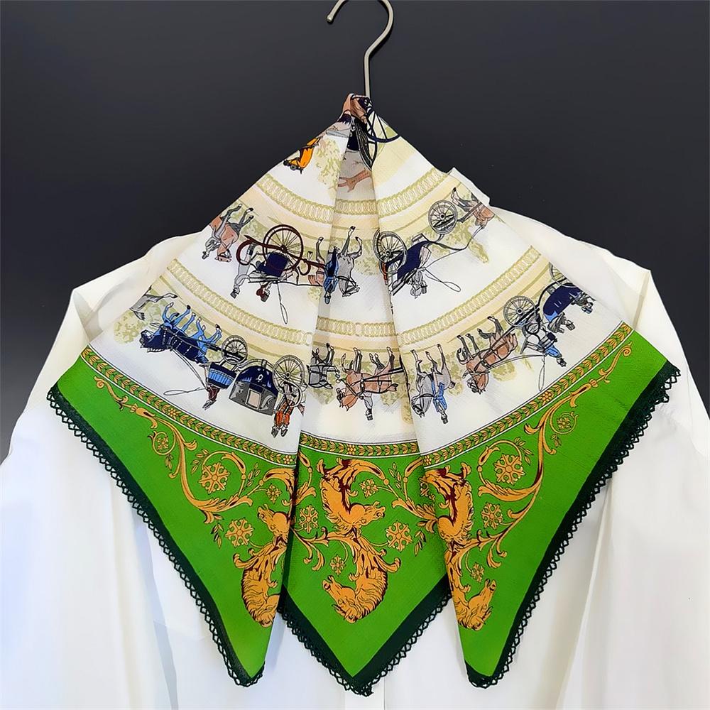 POBING Curled Cotton Silk Scarf Women Double Side Printed Square Scarves Wraps Echarpes Foulards Femme Hijabs 66CM