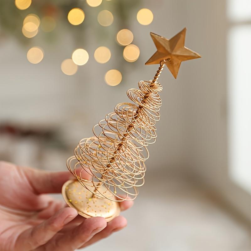 3Packs Vintage Golden Metal Christmas Trees - Mini Star Tabletop Decor,Decor for Home,Office And Party Arrangements