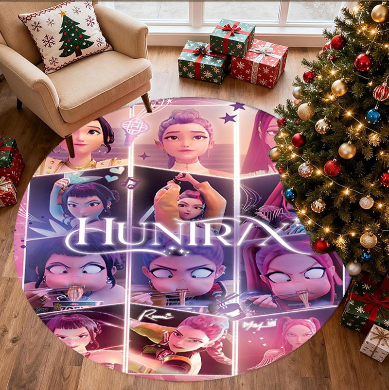 Tappeto Rotondo con Motivo KPop Demon Hunters, Tappetino da Interno/Esterno, per Picnic, Sala Giochi, Camera da Letto, Ufficio, Soggiorno, Tappeto Decorativo per la Casa, Regalo di Compleanno