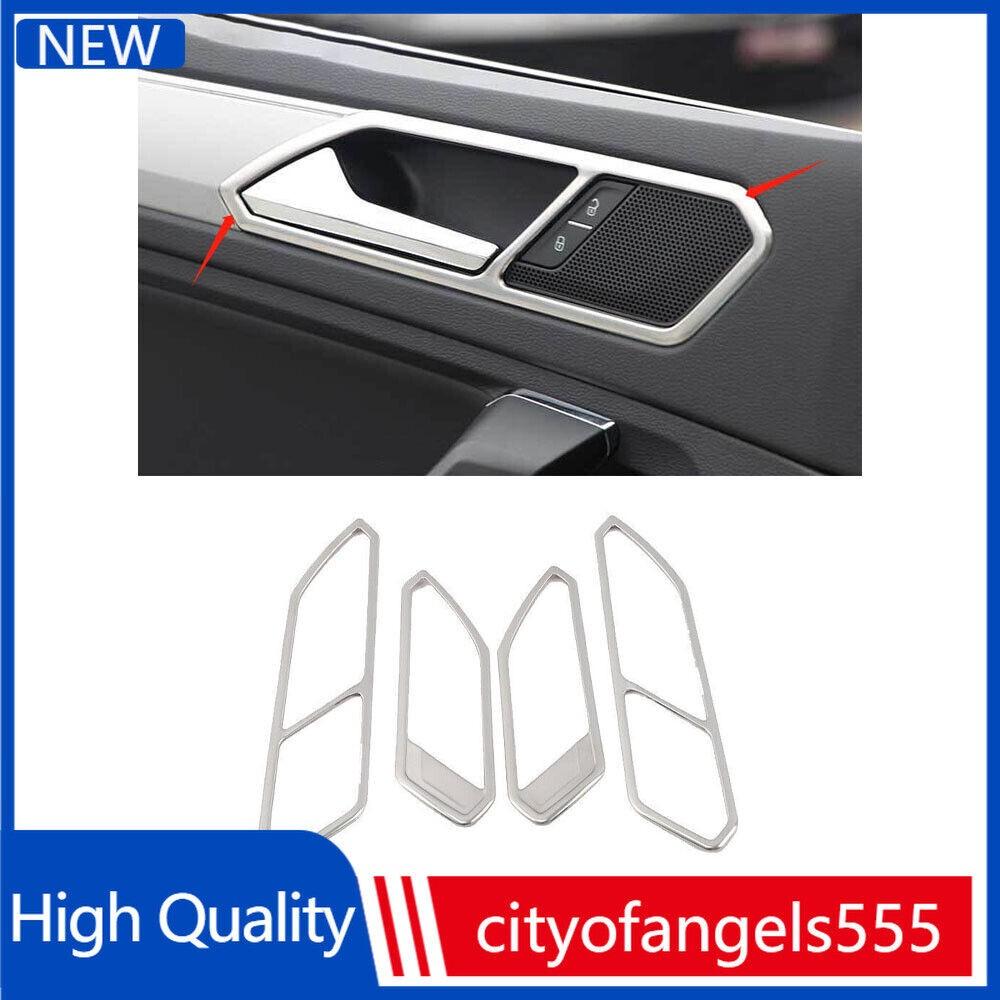 For VW Tiguan 2018-2022 2023 Silver Steel Inner Door Handle Lock Frame Car Trim