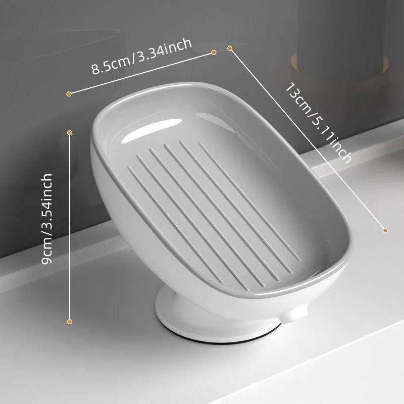 1Pcs Bathroom Soap Dishes Holder Self Draining Soap Box with Super Suction Portable Soap Container for Bathroom Accessories