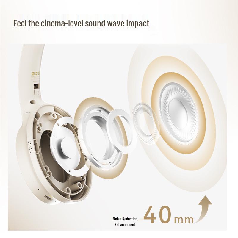 ANC Over-Ear Wireless Noise-Canceling Headphones with Long Battery Life and Heavy Bass - Minimalist Full-Ear National Tide Style.