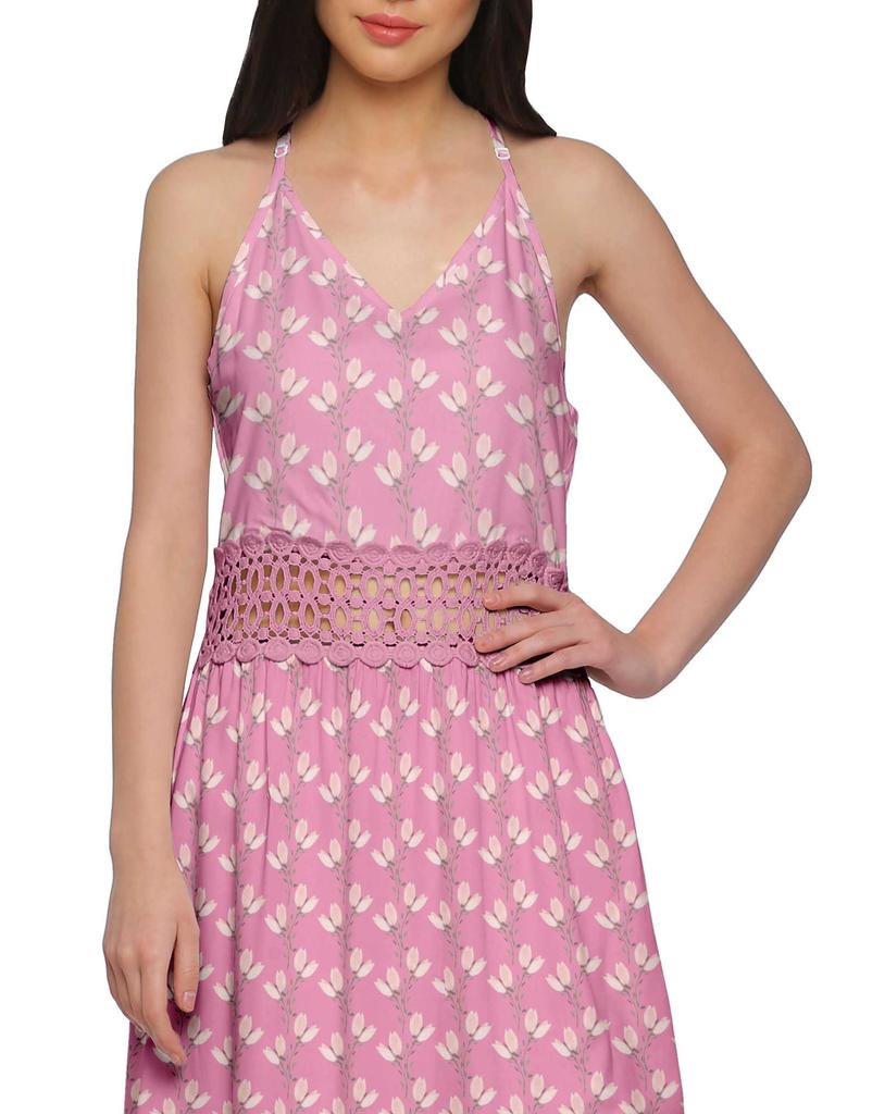 Moomaya Womena    S Sleeveless Maxi Dress With Trim Lace Spaghetti Strap Summer