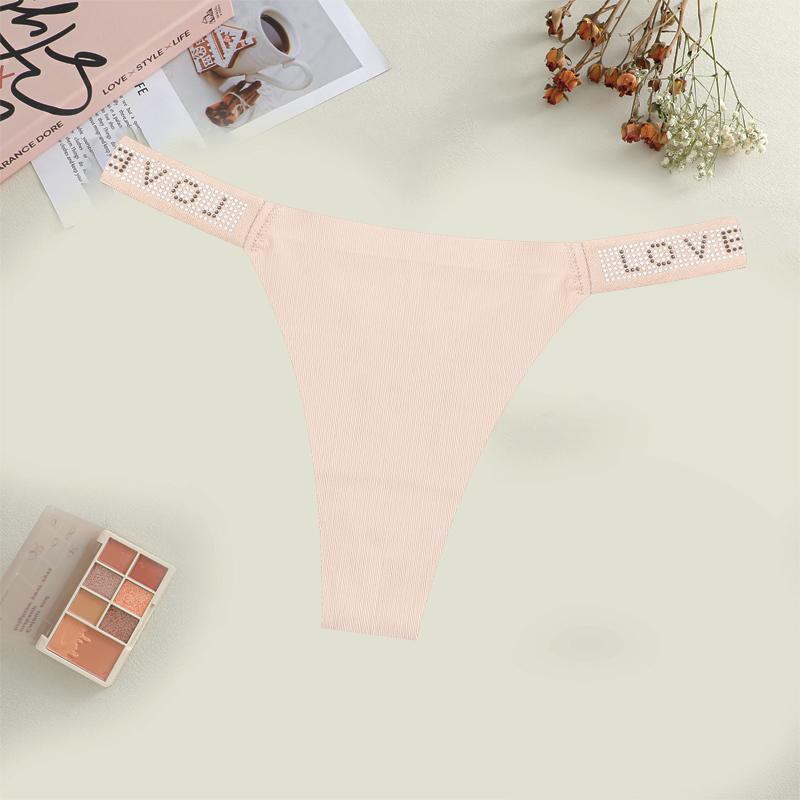 Women's Sexy Leopard Underwear Rhinestone Letter Belt Thongs Female Seamless Stretchy Panties 14 Colors Low-Waisted Lingerie