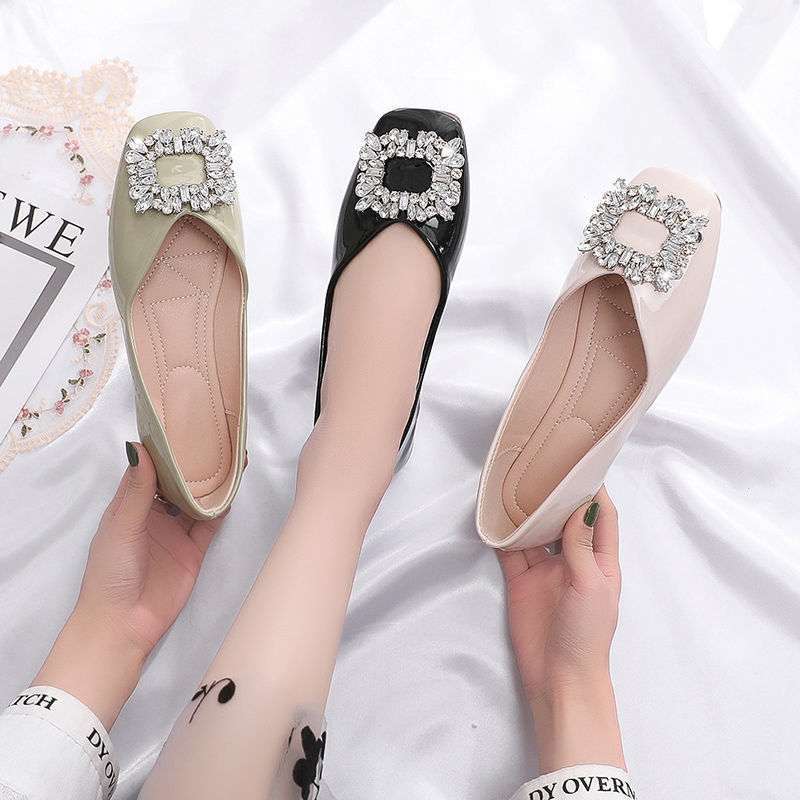 Large size women's shoes single shoes women's flat bottom versatile retro two wear foot cover lazy loafers grandma shoes four seasons bean shoes