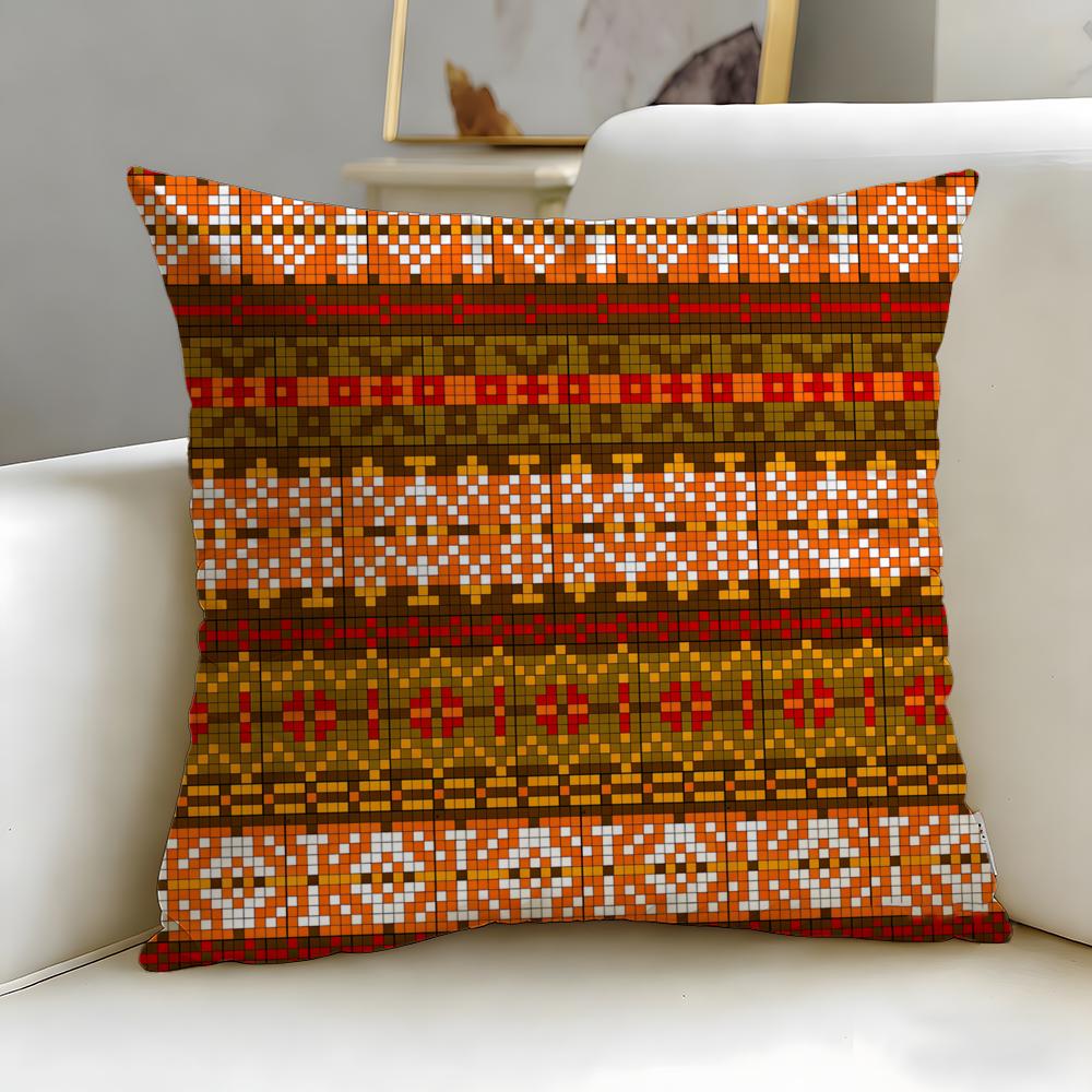 

Fair Isle Pattern Cushion Cover Soft EasyWash Pillow Case Versatile for Couch Bed Travel and Office 30X30cm